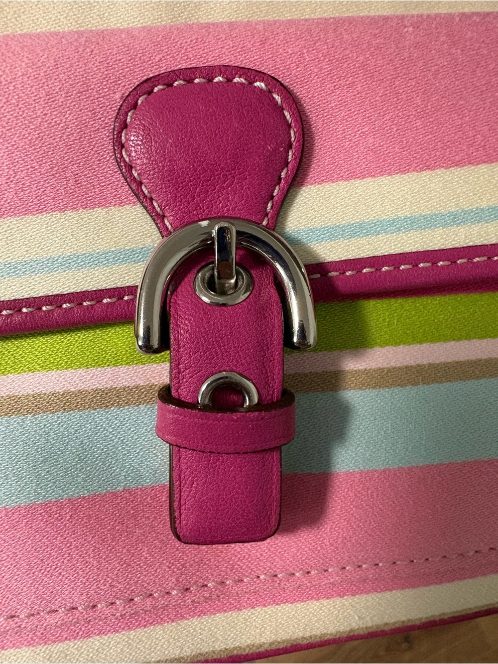 Coach Pink Striped Wristlet - Picture 7 of 13